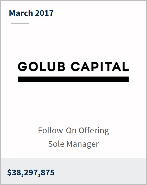 March 2017 Golub Capital BDC Inc. $38,297,875 follow-on offering sole manager