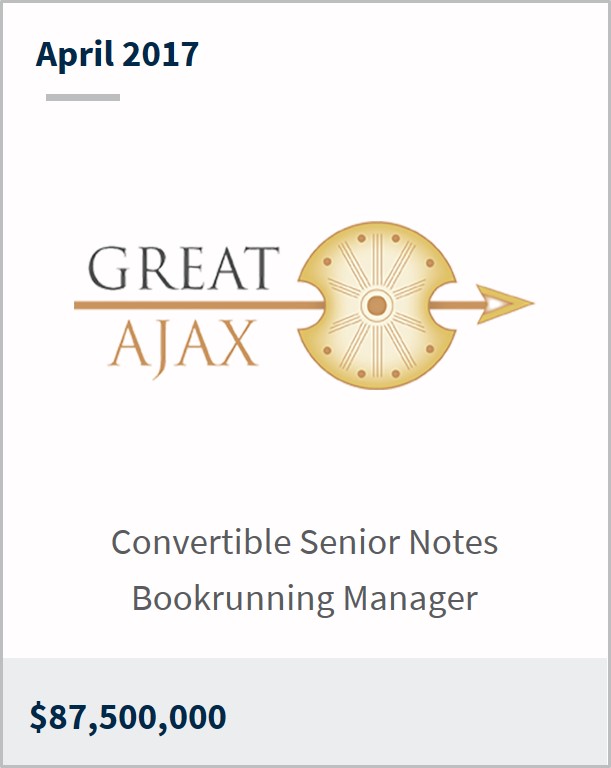April 2017 Great Ajax Corp. $87,500,000 convertible senior notes bookrunning manager