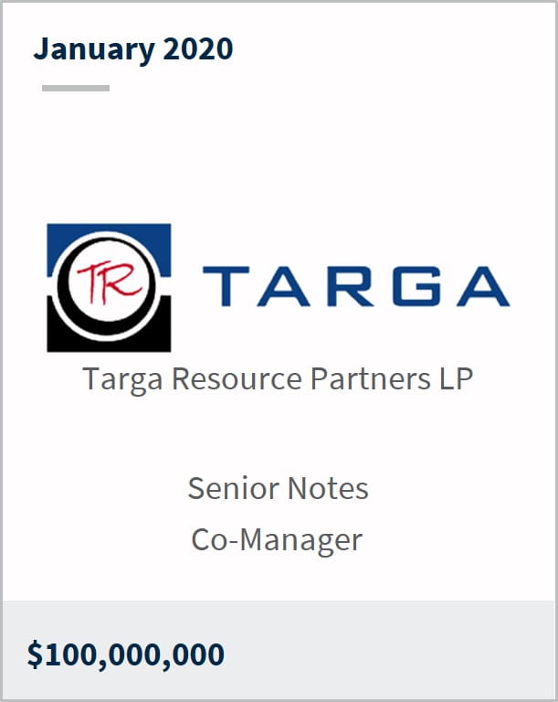 January 2020 Targa $100,000,000 senior notes co-manager