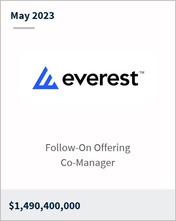 May 2023 Everest $1,490,400,000 Follow-On Offering Co-Manager