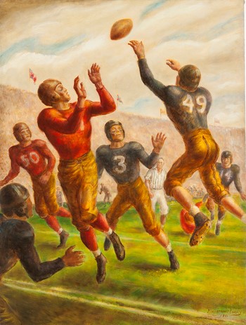 illlustration of football players passing a ball