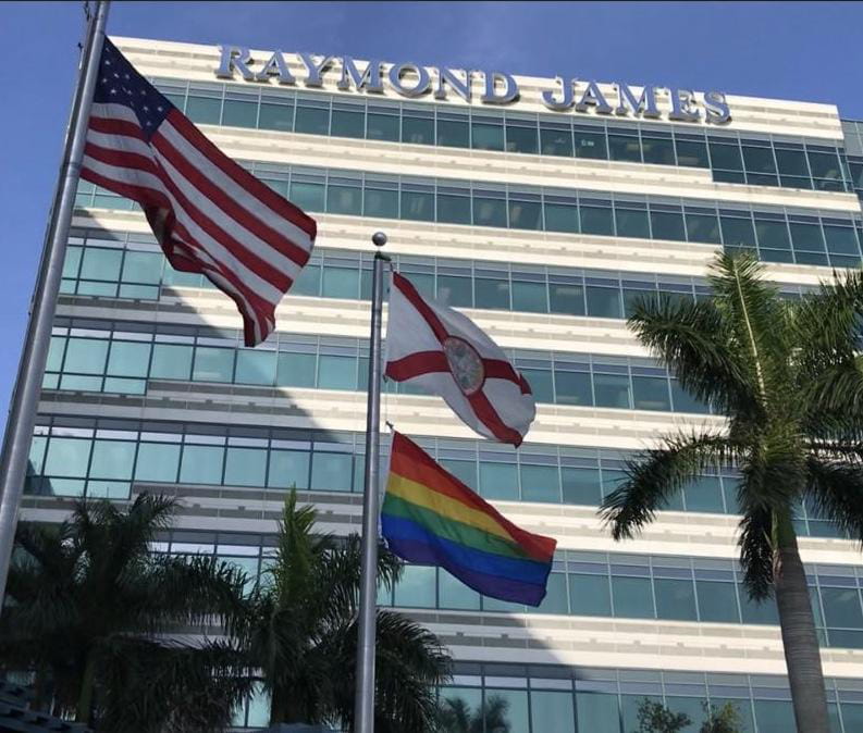Raymond James office with flags