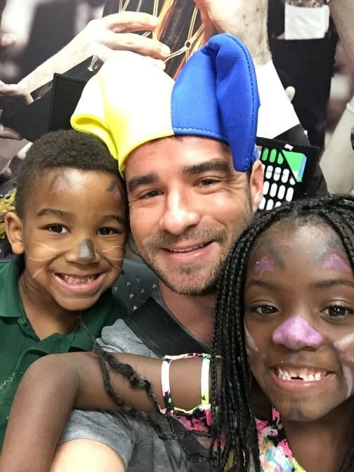 Jordan with kids at the Chapman Partnership in Miami, Florida