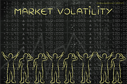 Market Volatility Image with Outlines of people