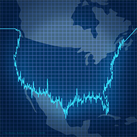 United States Outlined In Blue Trim