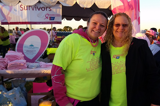 Breast cancer survivors smile at Making Strides, an American Cancer Society event in Viera, Florida