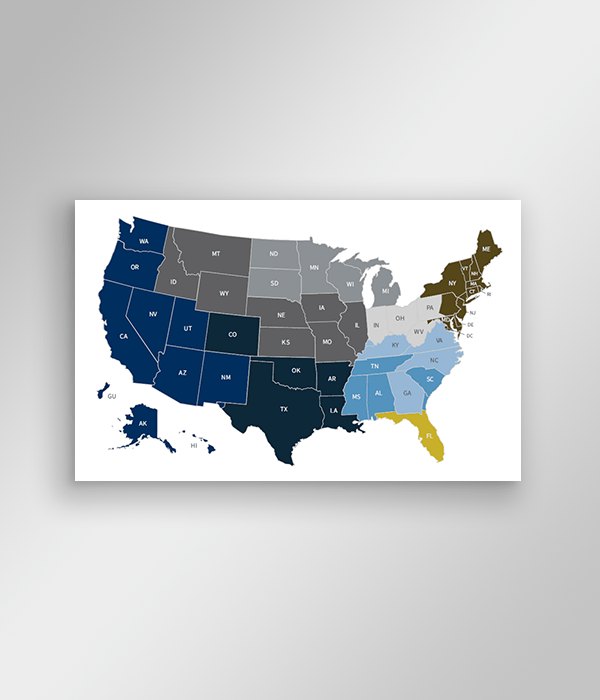 Raymond James & Associates divisional and regional map